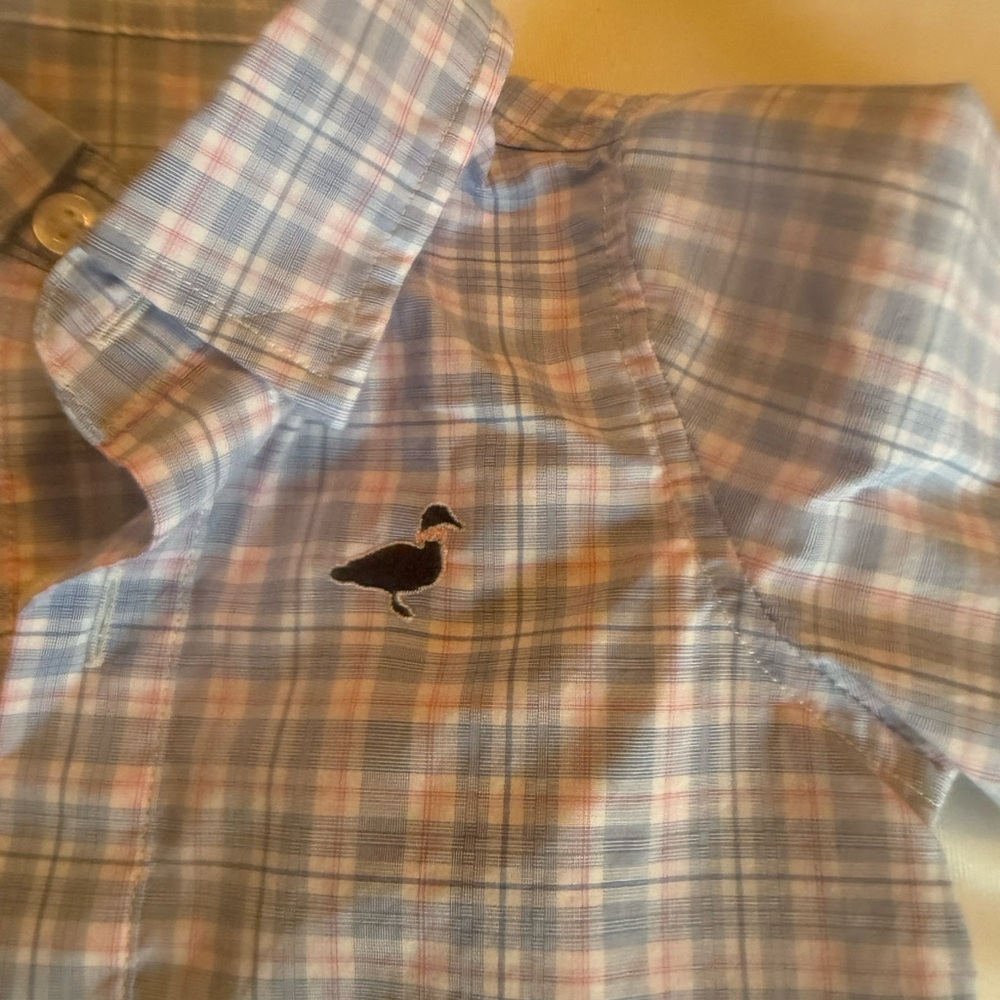 Plaid and Solid Blue Kids Button Down Shirts - Picture 4 of 4